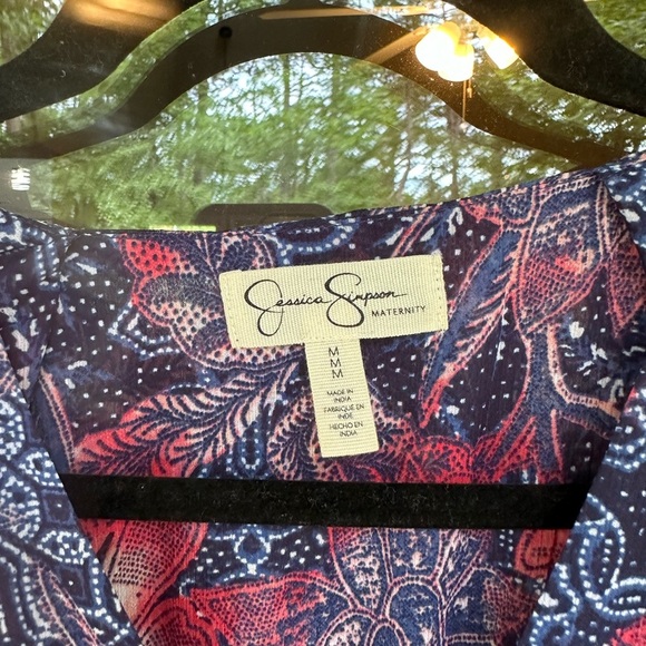 Jessica Simpson Pink/Blue Floral Maternity Maxi Dress Baby Shower Reveal Size M - Picture 3 of 9